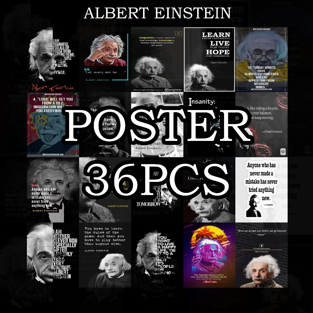 (36Pcs) Poster Tembok Albert Einstein Hiasan Dinding Poster Tempel Dekorasi Ruangan Kamar Einstein