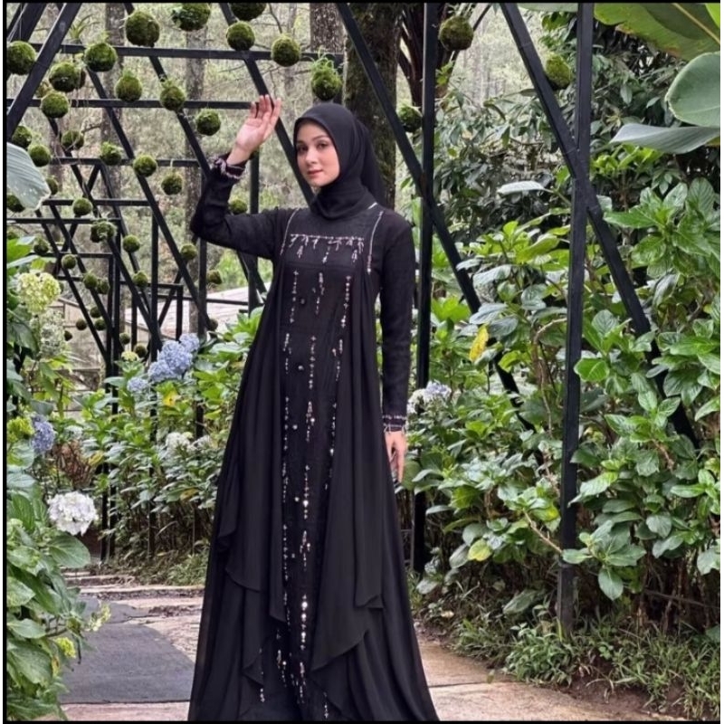 ruhi ceruty dress lnw original/gamis pesta/gamis mewah/gamis original