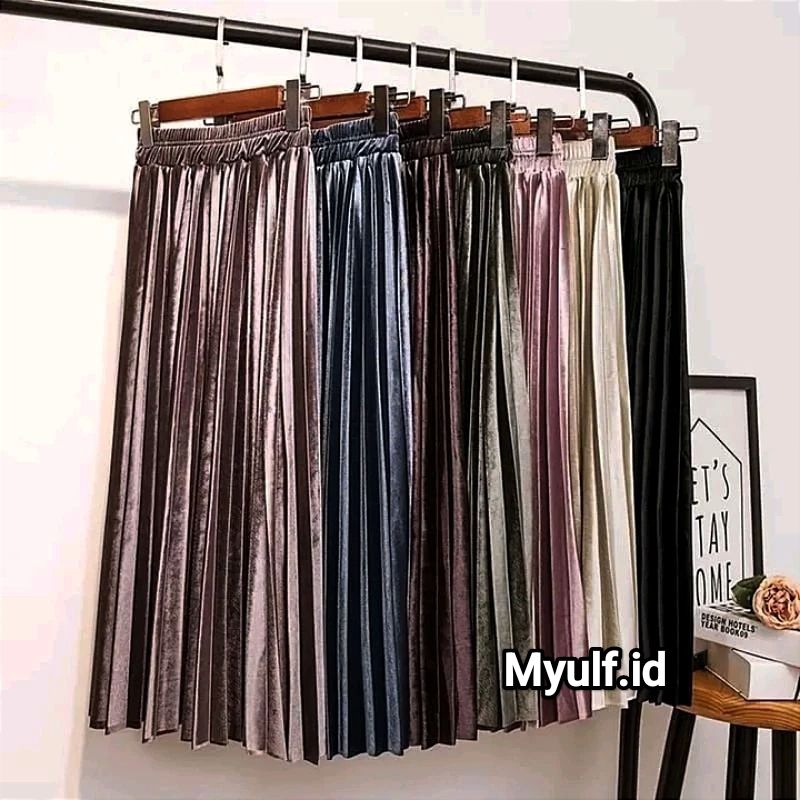 Rok Plisket Bludru / Rok Bludru Premium / Rok / Pleated Skirt / Rok Makassar