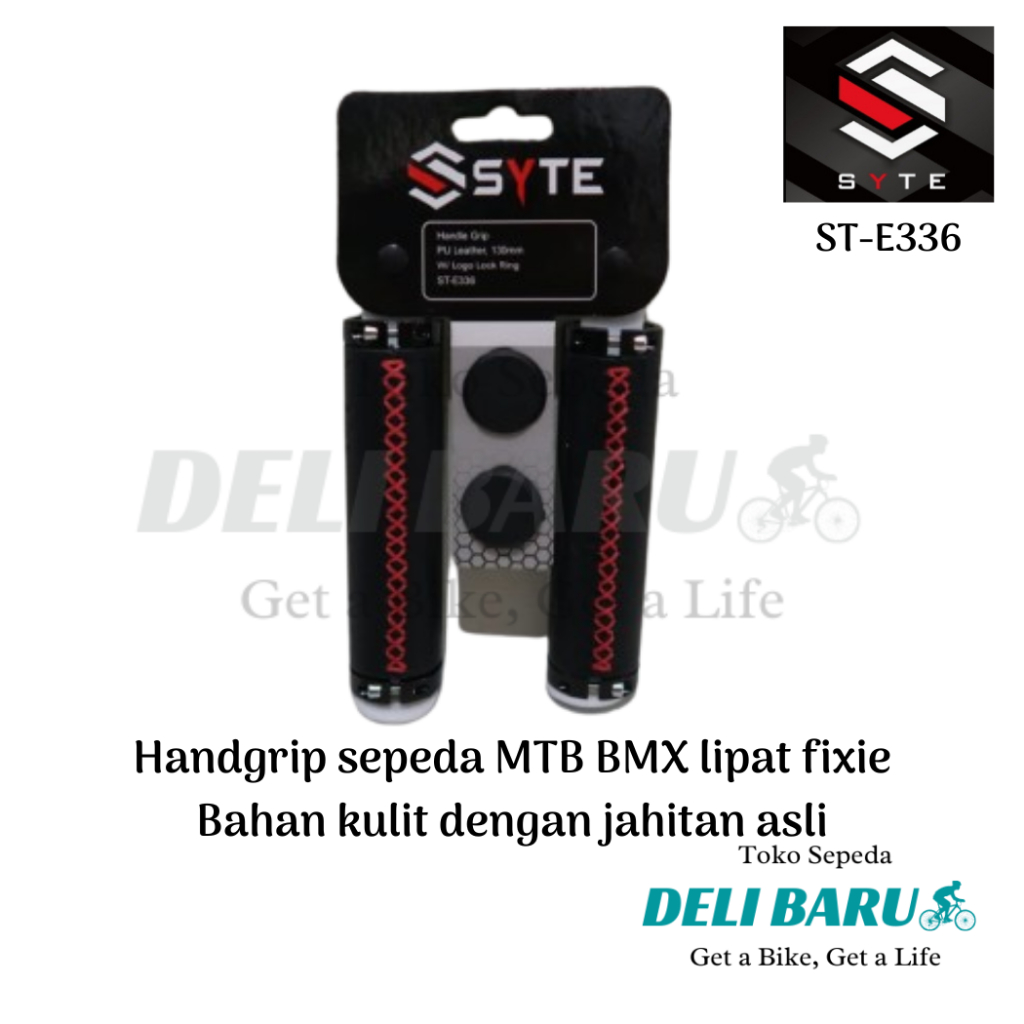 SYTE Hand grip bahan kulit jahitan asli type E336 model 2 lock sarung stang sepeda MTB BMX lipat