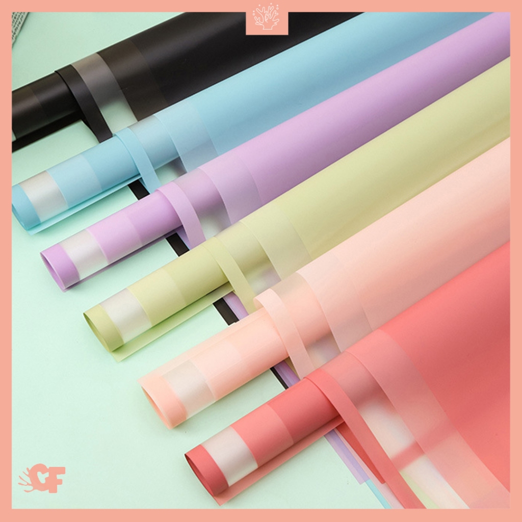 

20 LEMBAR Kertas Buket Bunga Transparan Frame Pastel Flower Wrapping Paper Cellophane KB6110