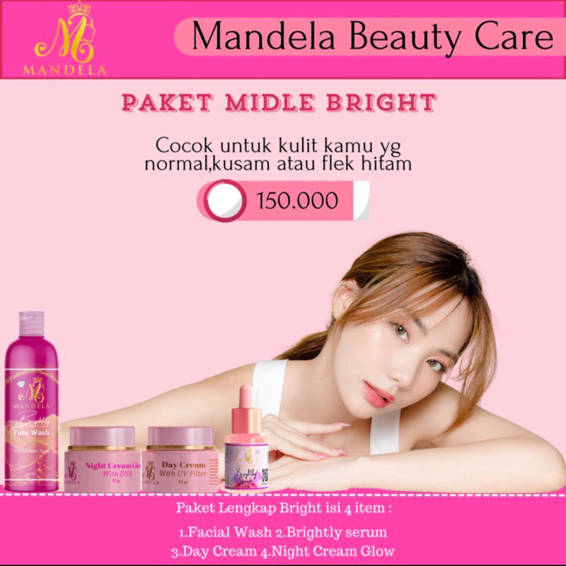 SKINCARE MBC MIDLE  || FREE GIFT Lotion [4pcs + Free Lotion + Free Pouch] Mandela Midle [Face Wash, 