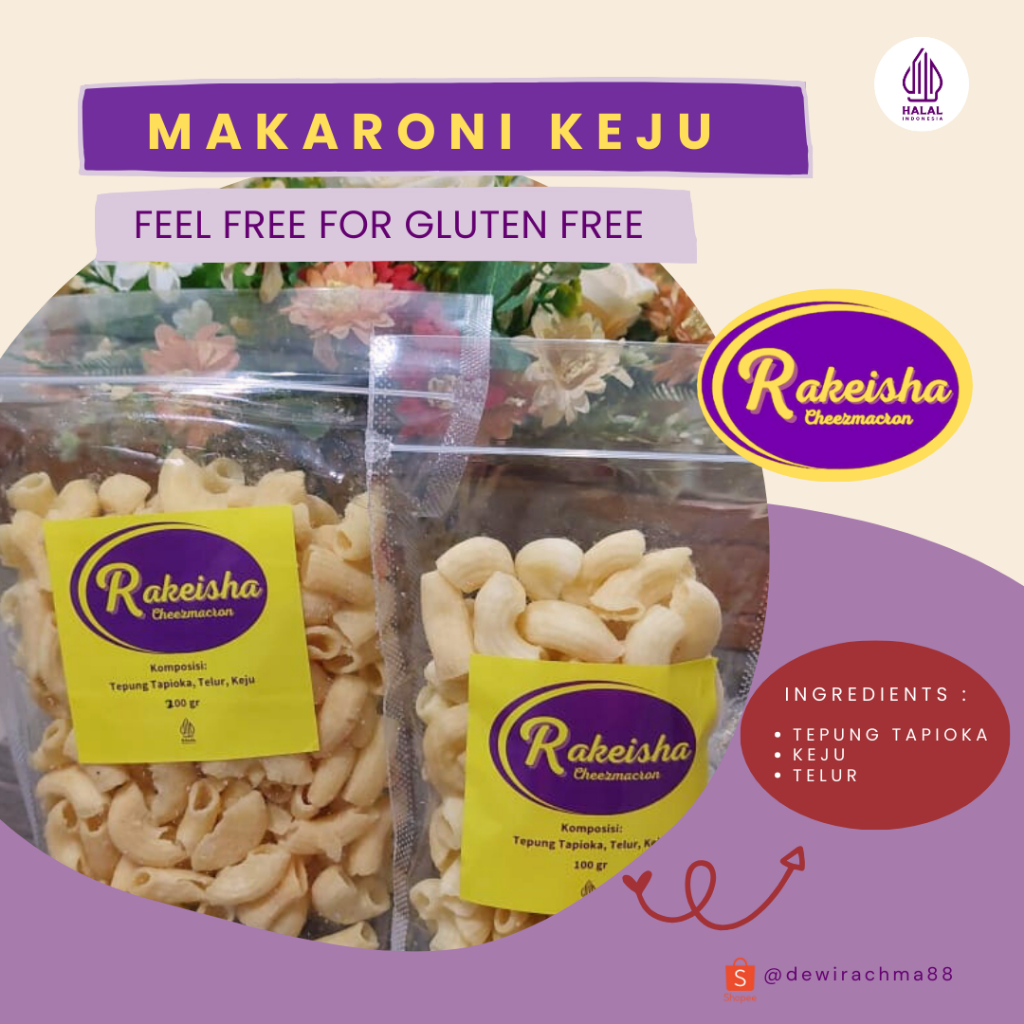 

Makaroni Keju 200gr/ Makaroni Panggang/Gluten Free/Snack Anak/Cemilan Sehat/Cheez Macron Rakeisha