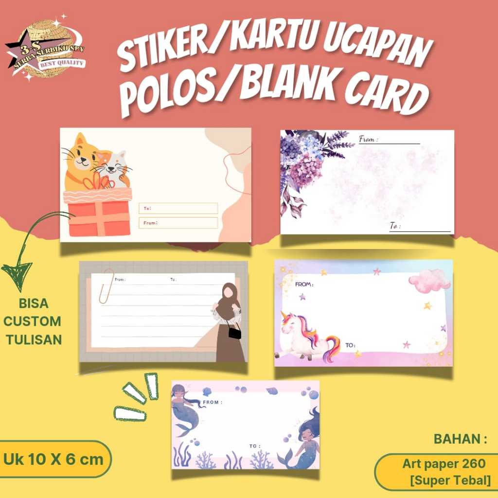 KARTU UCAPAN POLOS / Greeting Card AESTHETIC Polos / Gift Card /Dear Blank Card | Bisa Ditulis Tanga
