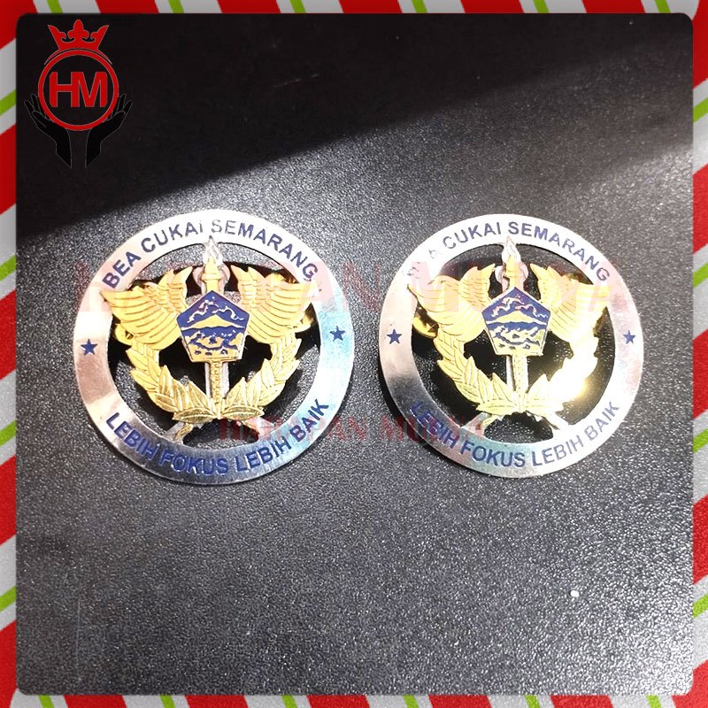 Lencana Brevet Bea Cukai Model Bulat Pin Logo Bea Cukai Bahan Logam - HM