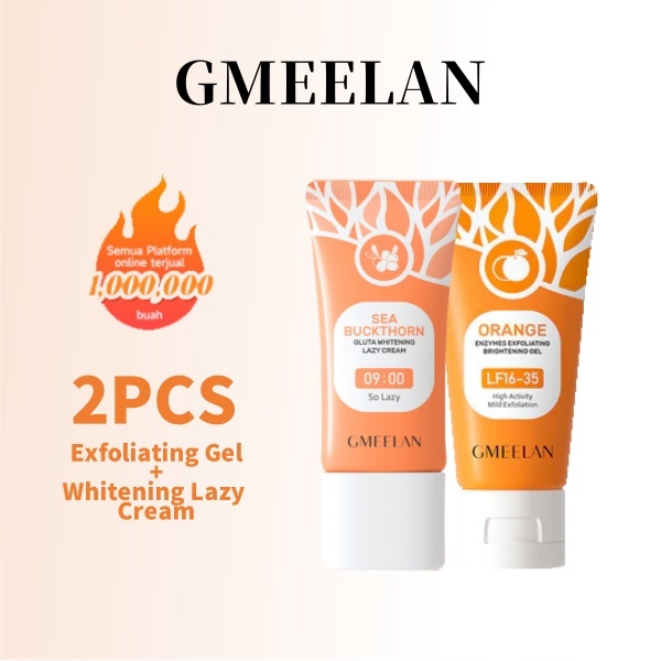 GMEELAN Orange Exfoliating Gel Peeling Face Eksfoliasi Wajah + Gluta Whitening Lazy Cream Day Cream 