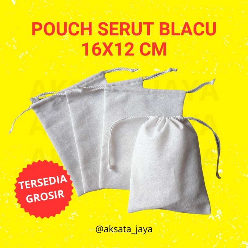 Pouch Blacu Serut 16x12cm - Pouch Serut Polos / Pouch Souvenir Nikahan / Tas Serut Kecil