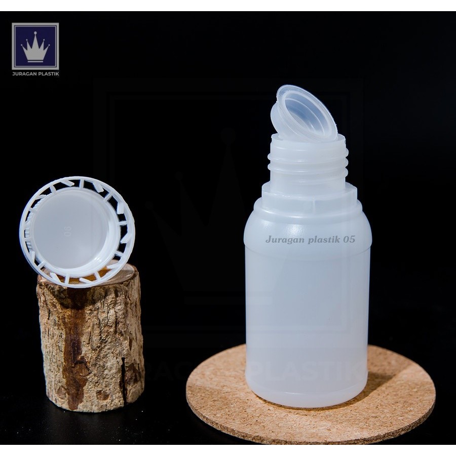 Botol labor 100ml HDPE dengan PLUG & TUTUP SEGEL / Botol agro 100ml / Botol 100ml