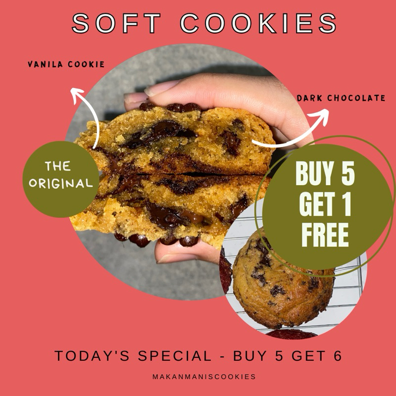 

BUY 5 GET 1 FREE | SOFT BAKED COOKIES PREMIUM | THE ORIGINAL