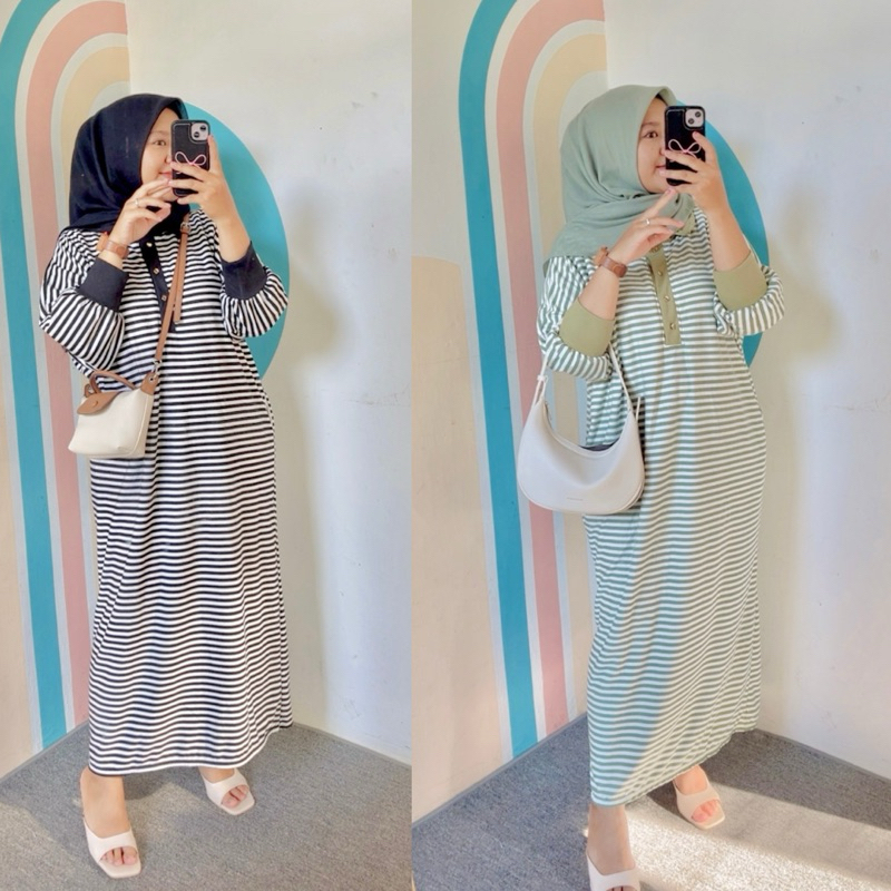 Dress Salur Bahan kaos/Dress salur/Daster Salur/Daster Busui/Daster Jumbo