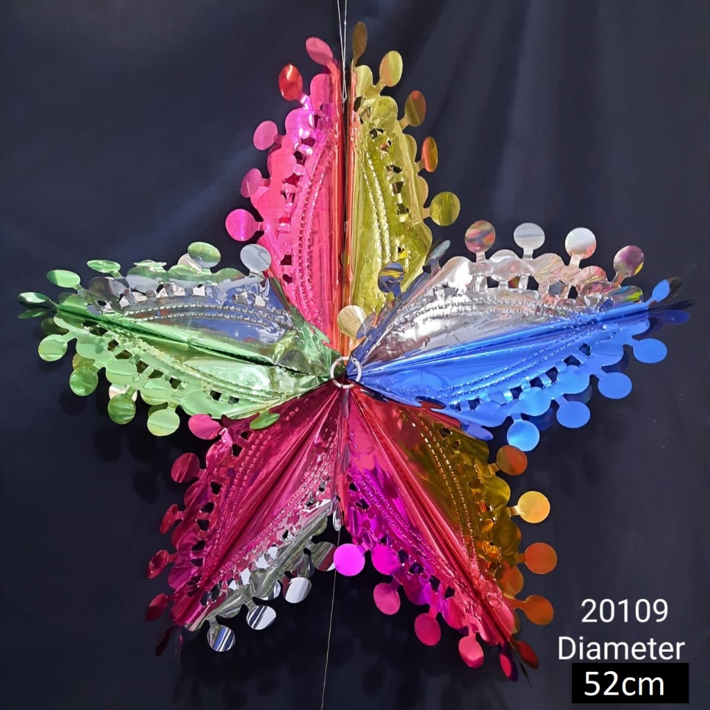 Garland Natal Lampion BINTANG Gantung Hiasan Natal Kecil Tanggung Besar PCD Series