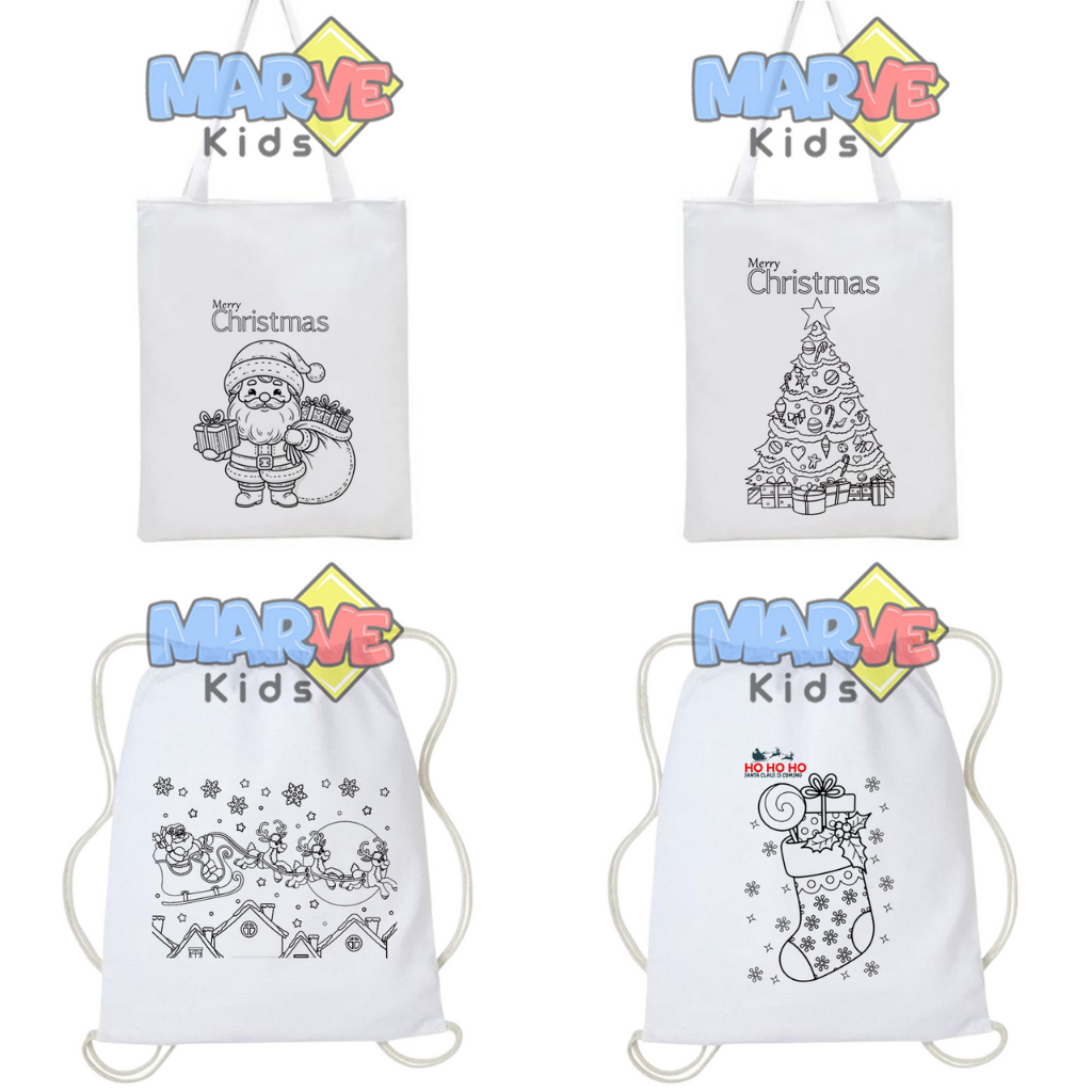 Totebag Tote Bag Natal Merry Christmas Lucu Goodie Bag Souvenir Ultah Ulang Tahun Tas Kanvas Anak