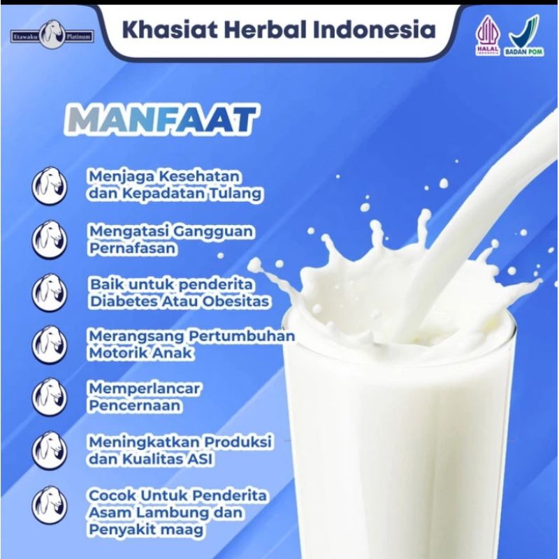 

ETAWAKU PLATINUM Susu Bubuk Kambing Etawa 100% Alami Jaga Kesehatan