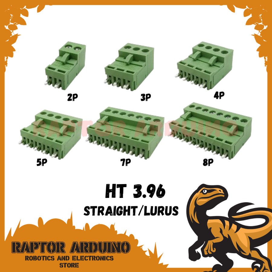 konektor green HT3.96mm 3p Lurus terminal block connector HT396 pair