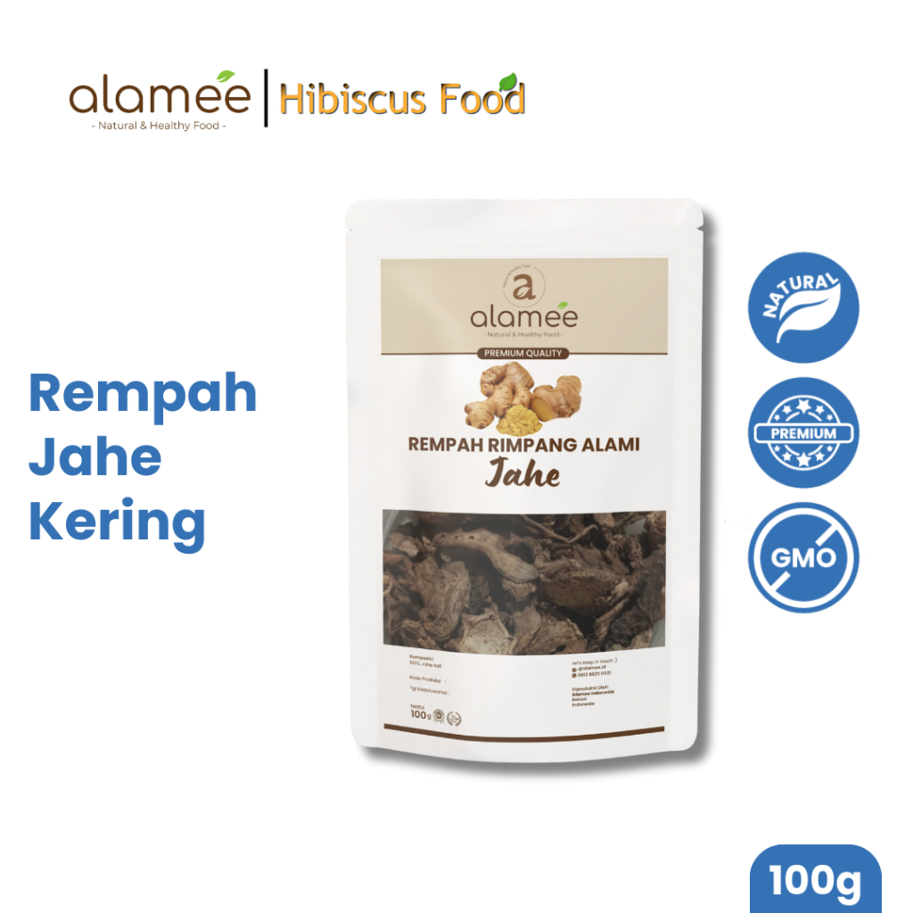 

ALAMEE Jahe Kering Iris Dried Ginger Rempah Rimpang Organik Alami Bumbu Masakan Masak Organic 100g