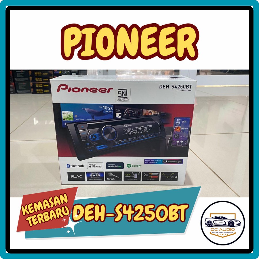 HEAD UNIT SINGLE DIN PIONEER DEH-S4250BT BLUETOOTH CD MP3