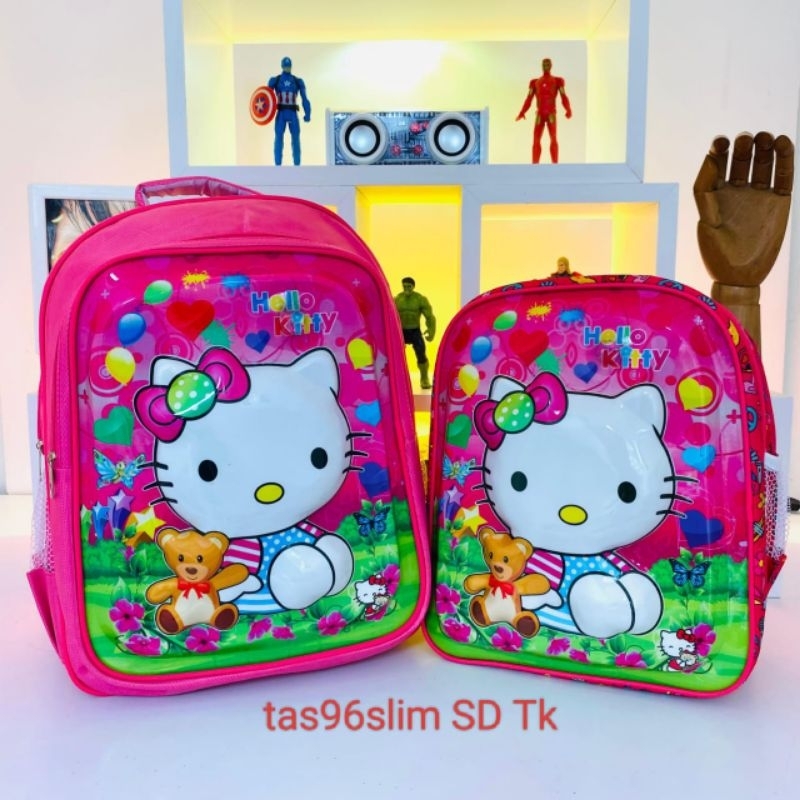 TAS RANSEL ANAK BERKARAKTER HELLO KITTY 3D LED EMBOS TK SD