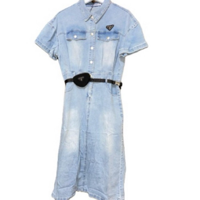 DRESS JEANS WANITA LENGAN PENDEK CANTIK Casual Atasan Panjang