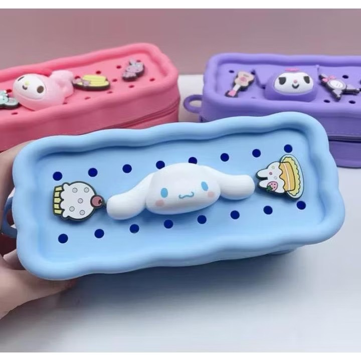 

HJK Kotak Pensil Silikon DIY Jibbitz Gambar Kartun Lucu Pensil Case Kartun Tempat Pensil Jibbitz