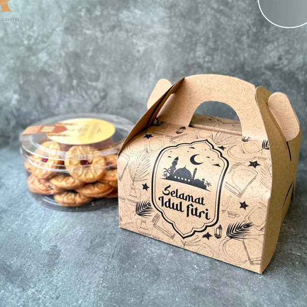 

10pcs gable box selamat hari raya ukuran 14.5x14.5x8cm box toples 500gr box hampers