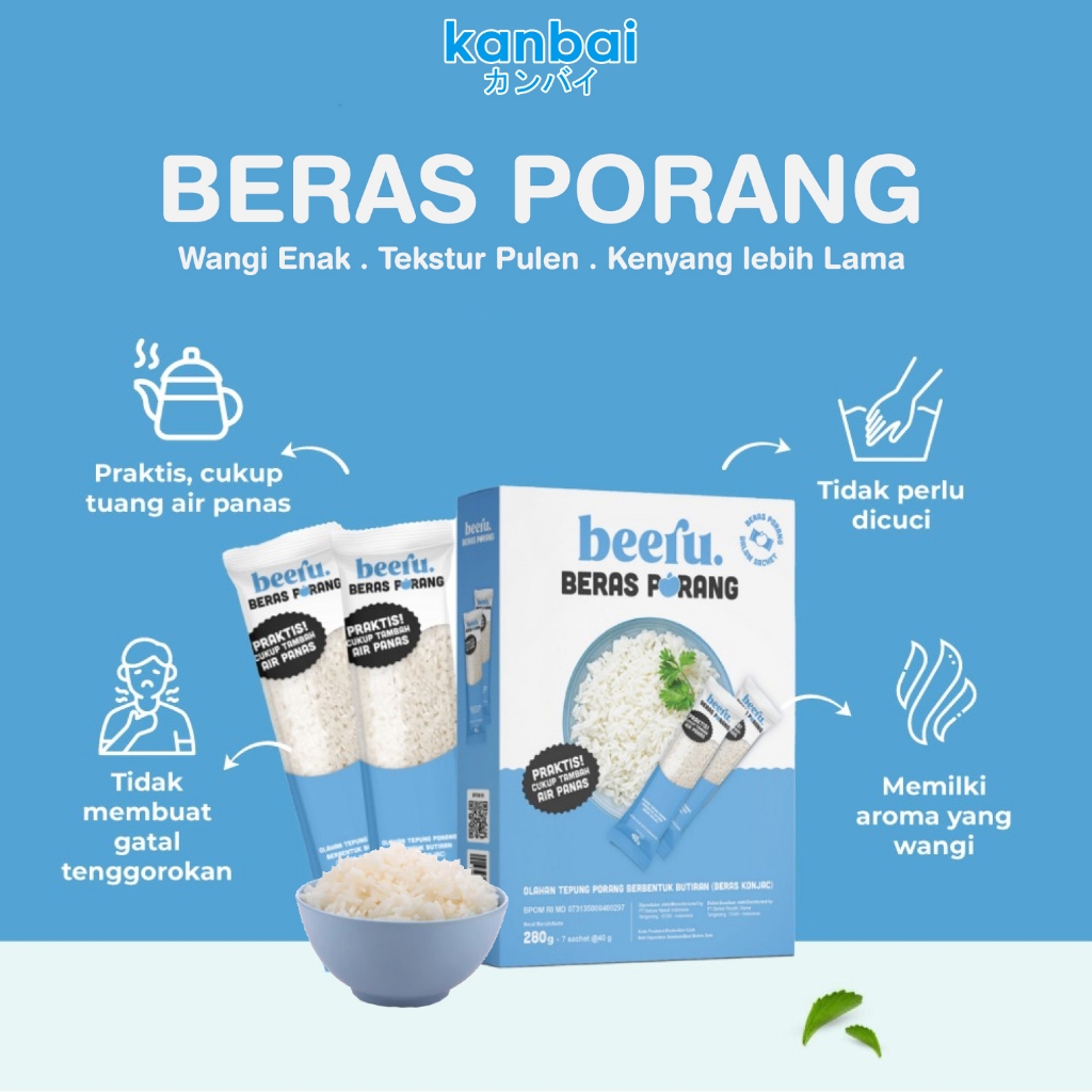 

Beras Porang Beeru Box isi 7 Sachet Nasi Instan Porang Shirataki Konjac Rice