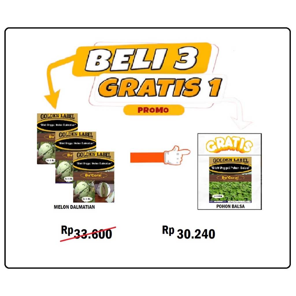 B3G1 Beli 3 Bibit Unggul Melon Dalmatian | Benih Melon Dalmatian GRATIS 1 Bibit Unggul Pohon Balsa|B