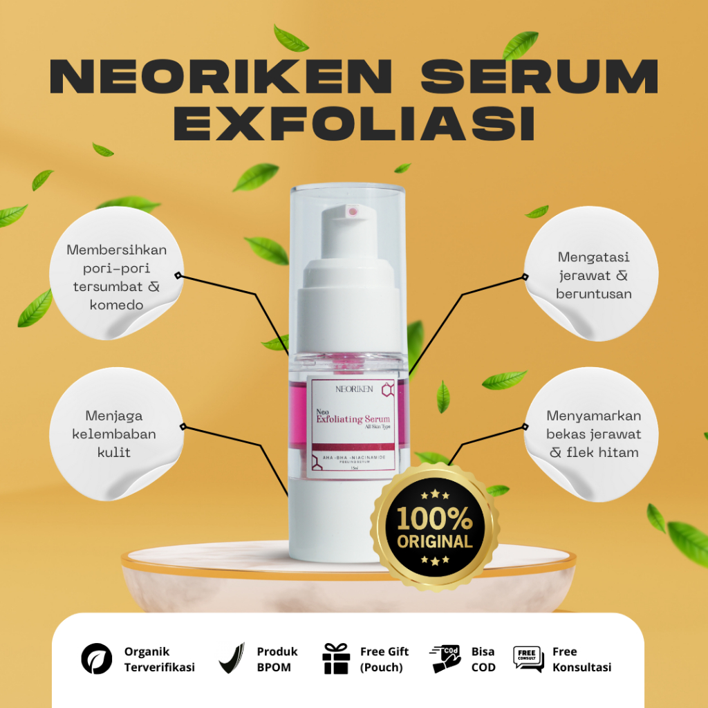 Neoriken Eksfoliasi Exfoliating Serum Eksfoliasi Penghilang Bekas Jerawat Hitam Mencerahkan Wajah