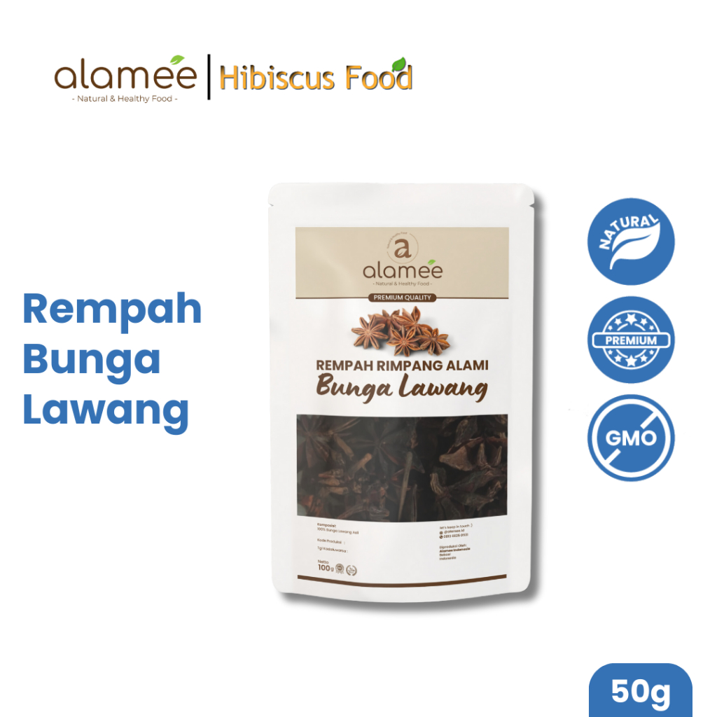 

ALAMEE Bunga Lawang Kering Pekak Star Anise Rempah Organik Alami Bumbu Seasoning Masakan Masak 50gr