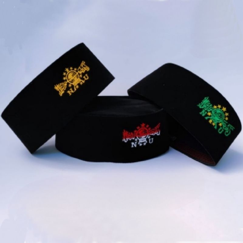 ORIGINAL PECI SONGKOK BORDIR N.U/PECI HITAM/BUSANA MUSLIM