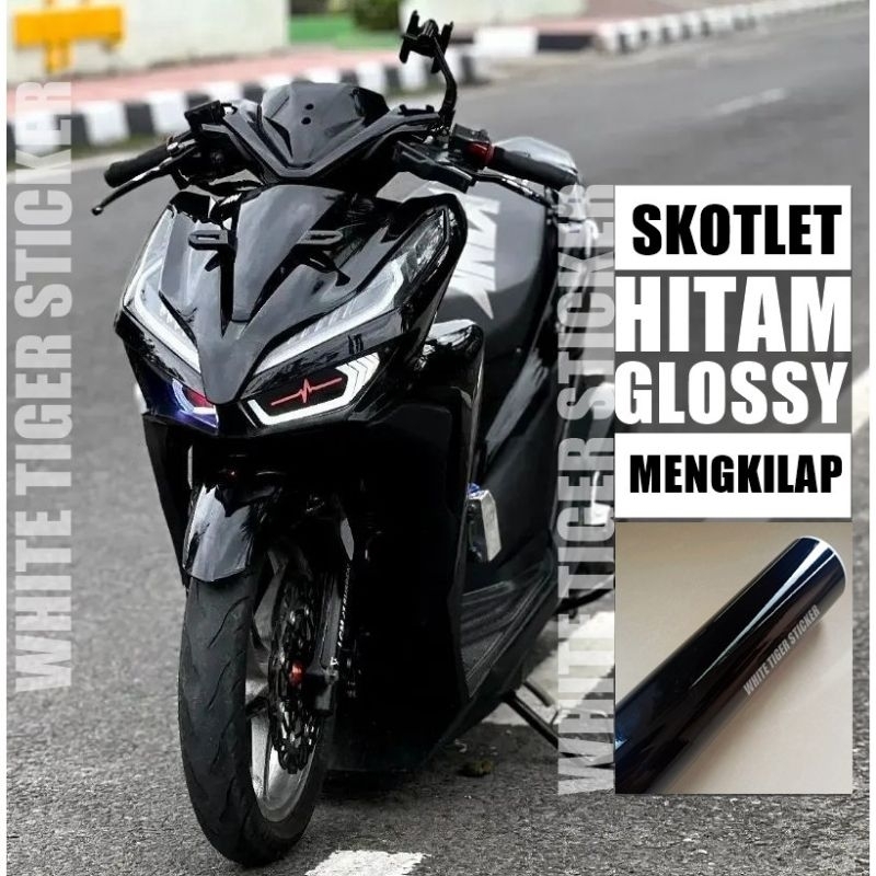 sticker / skotlet warna hitam glossy/ black glossy