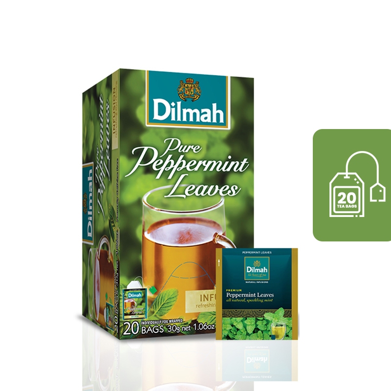 

Dilmah Pure Peppermint Leaves Tea - Teh Celup (Foil Envelope 20s)