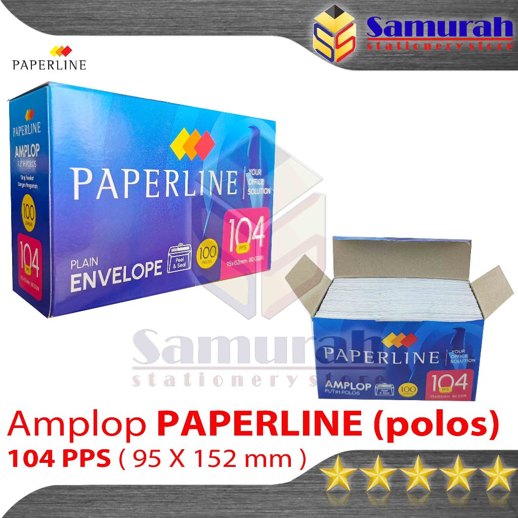 

Amplop Kertas Putih Polos Paperline 104 pps isi 100 ( 95 x 152 mm ) isi 100 80 Gsm Kecil