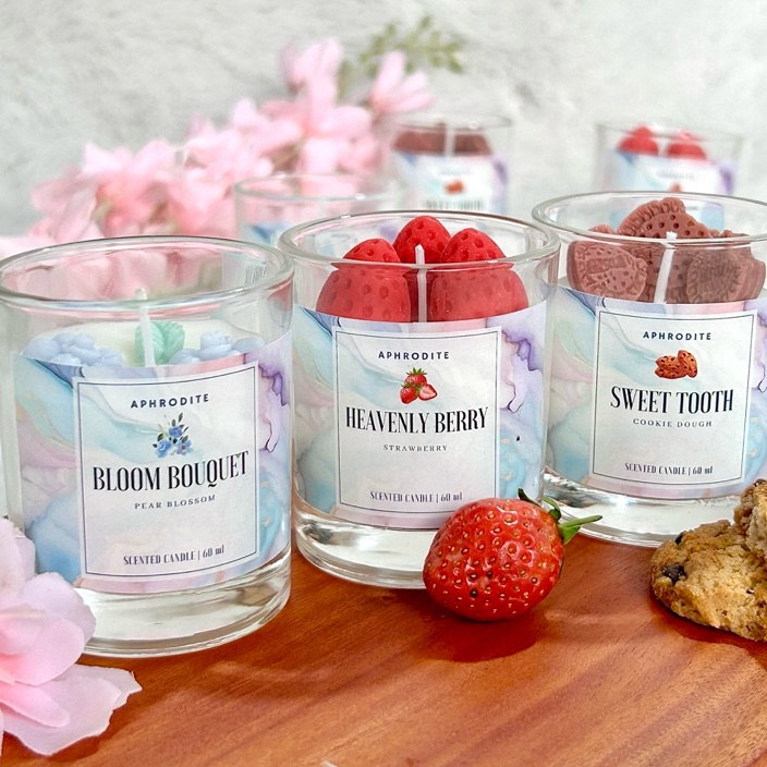 HJ6 Lilin Aromaterapi Premium  Scented Candle  Lilin Wangi  Lilin Strawberry  Lilin Kue  Flower Cand