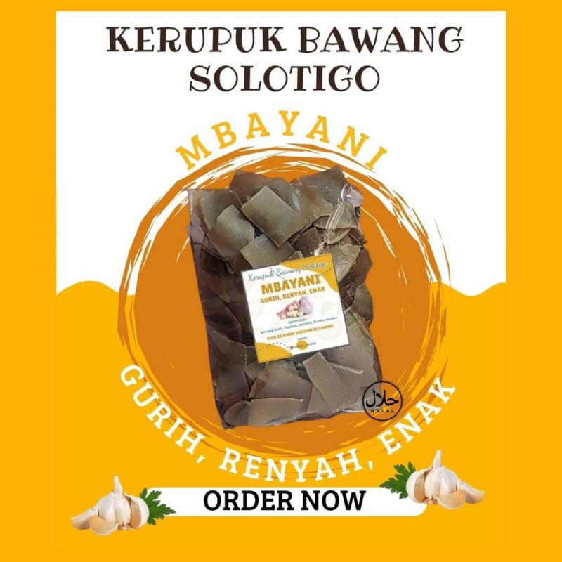 

KERUPUK BAWANG SOLOTIGO KEMASAN 400GR (MENTAH) RENYAH GURIH