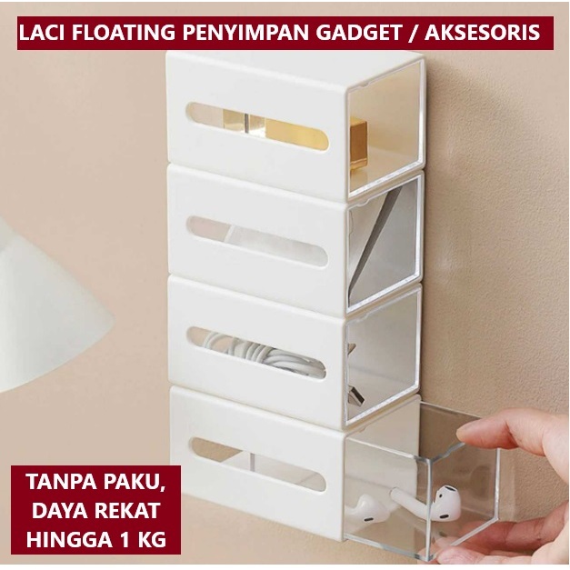 Laci Tempel Rak Floating Untuk Gadget dan Kosmetik Tanpa Paku