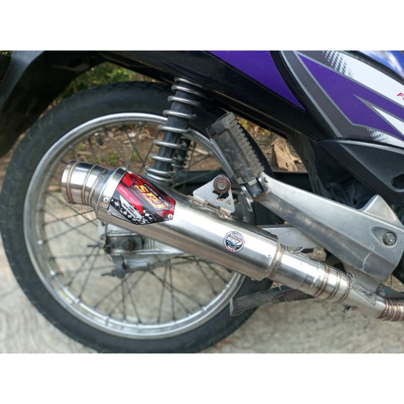 knalpot kompetisi 25 cm sarteng sarangan full srj racing 354 original inlet 50mm karisma Supra x 125