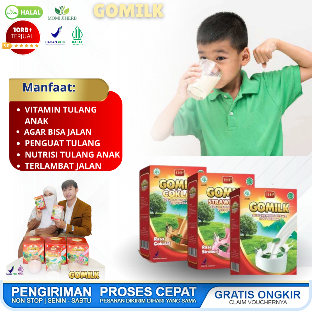 

GOMILK Susu Kambing Etawa Plus Obat Herbal Vitamin Tulang Anak Kalsium Tulang Dan Otot Kalsium Baik Untuk Tulang Penguat Tulang Kaki Bayi Balita Tulang dan Otot Vitamin Penguat Tulang Anak Buat Anak Cepat Jalan Penguat Tulang Bayi