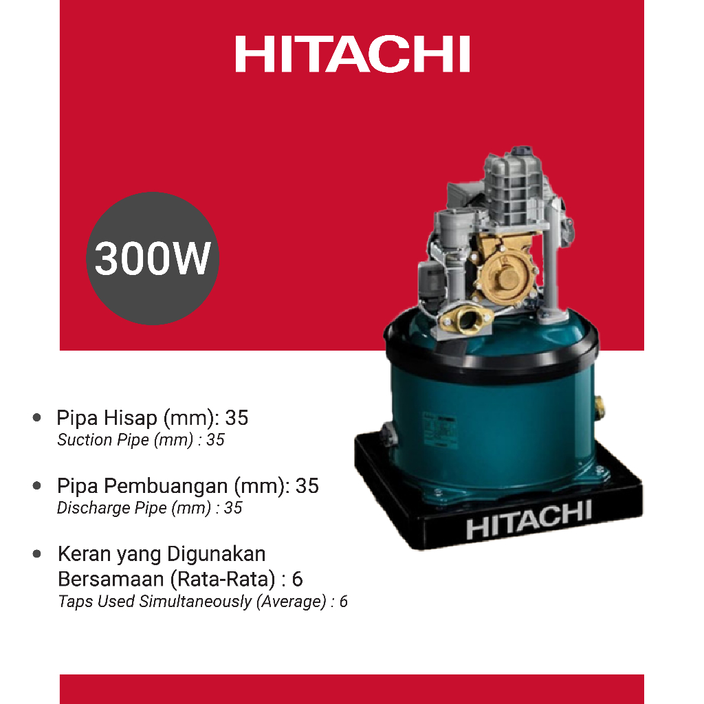 HITACHI Pompa Air Sumur Dangkal WT-P300GX