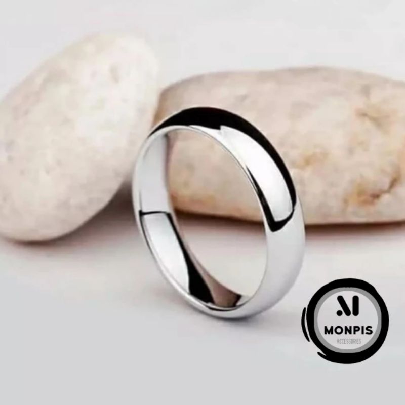 Cincin titianium silver Cincin titanium putih Cincin titanium Cincin polos Cincin pria Cincin wanita