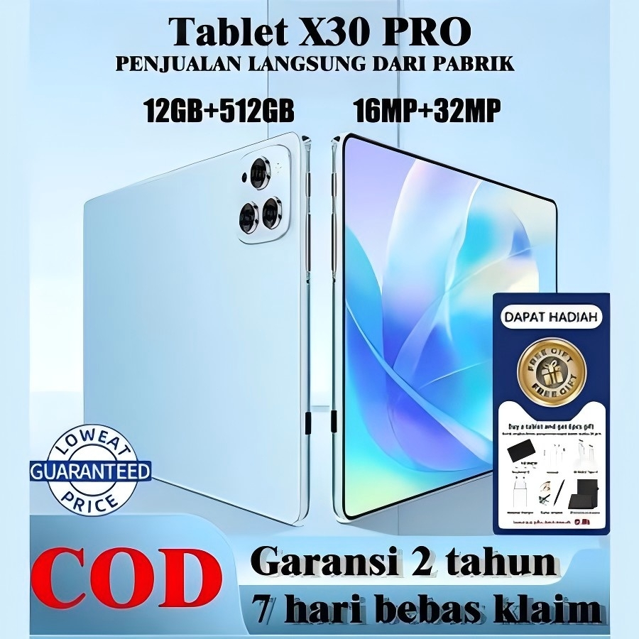 Tablet PC X30 Pro Tab Baru RAM 12GB/512GB Tablet Android 10.6 inci Layar Full Screen Layar Besar Wif