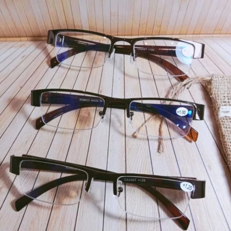 Kacamata Baca Lensa Plus Model Gantung Frame Besi Untuk Pria Dan Wanita