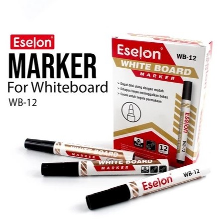 

[MaxMart] 12pcs Spidol Papan Whiteboard Eselon WB12 / 1pack Spidol BISA DIHAPUS