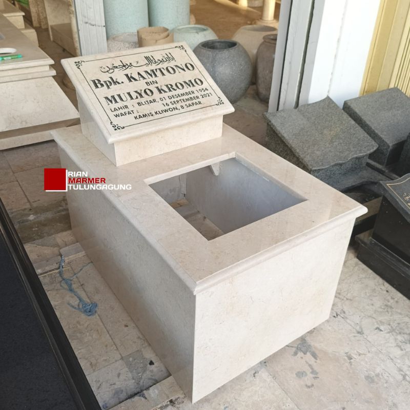 Kijing Makam anak / Dewasa Model Kubus Marmer putih