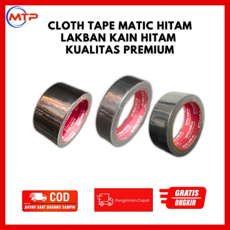 CLOTH TAPE MATIC - LAKBAN JILID - LAKBAN KAIN - LAKBAN WARNA WARNI - MERK MATIC-LAKBAN KAIN HITAM