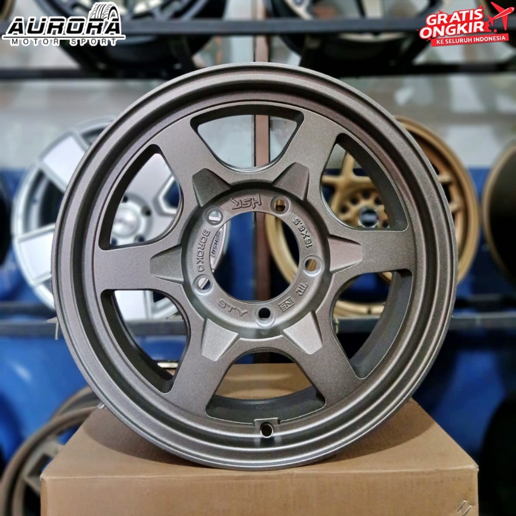 Velg racing te37 ring 16 mobil jimny katana feroza taft HSR STY-J R16 lebar 6,5 bronze