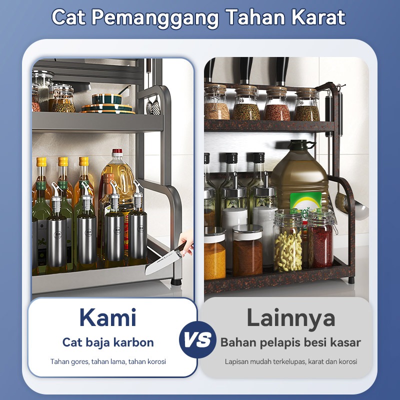 Ready Rak Bumbu Dapur Rak Pengatur Botol Bumbu Minyak Garam Saus dan Cuka Multifungsi Murah