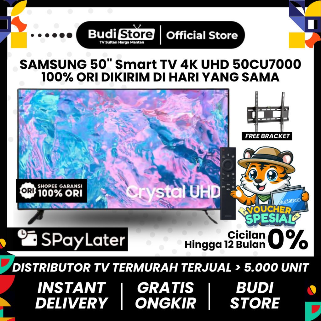 LED TV Samsung 50CU7000 50" CU7000 Crystal UHD 4K Smart TV UA50CU7000KXXD 100% ORIGINAL FREE BRACKET
