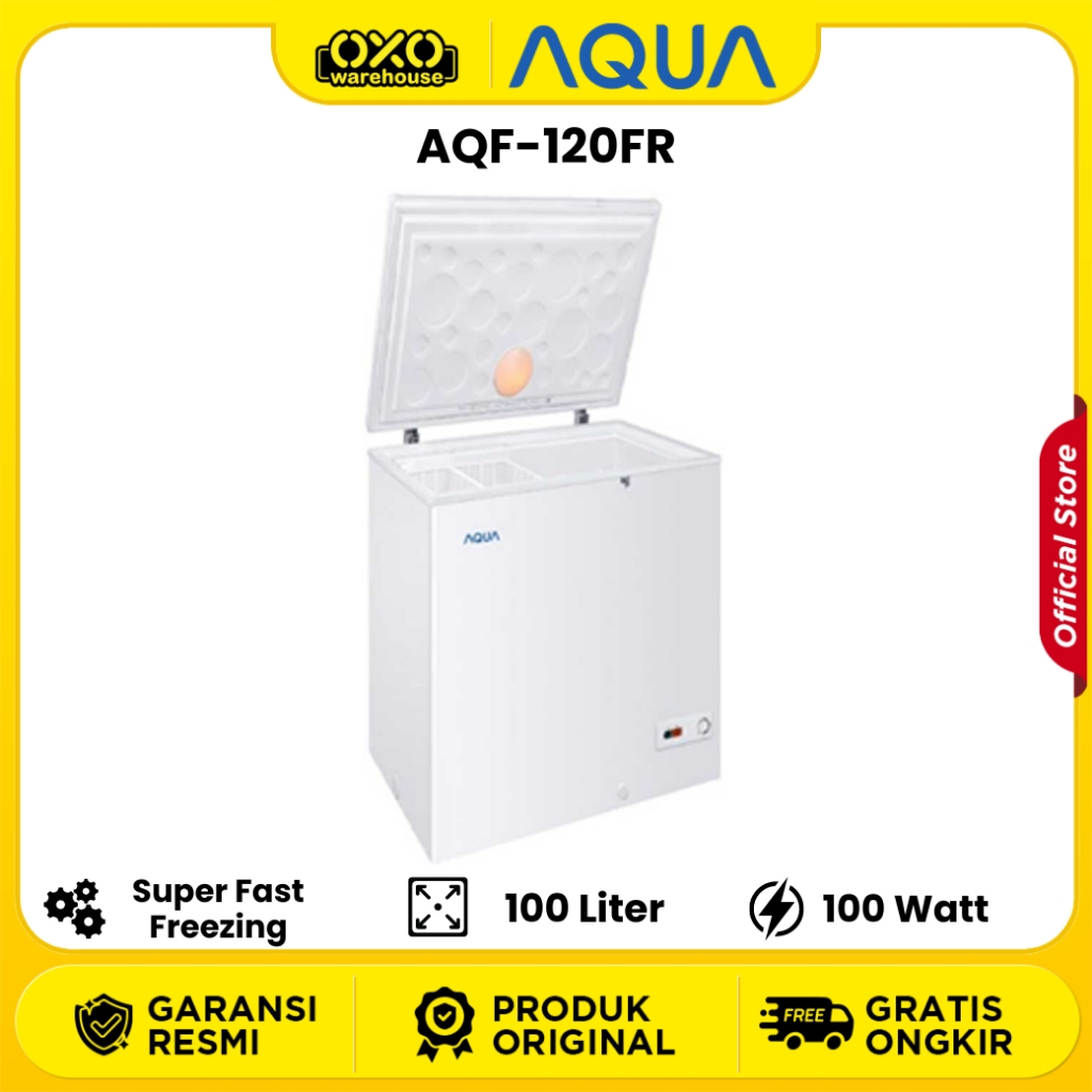 AQUA Chest Freezer AQF 120 FR Lemari Es 100 Low Watt Garansi Resmi