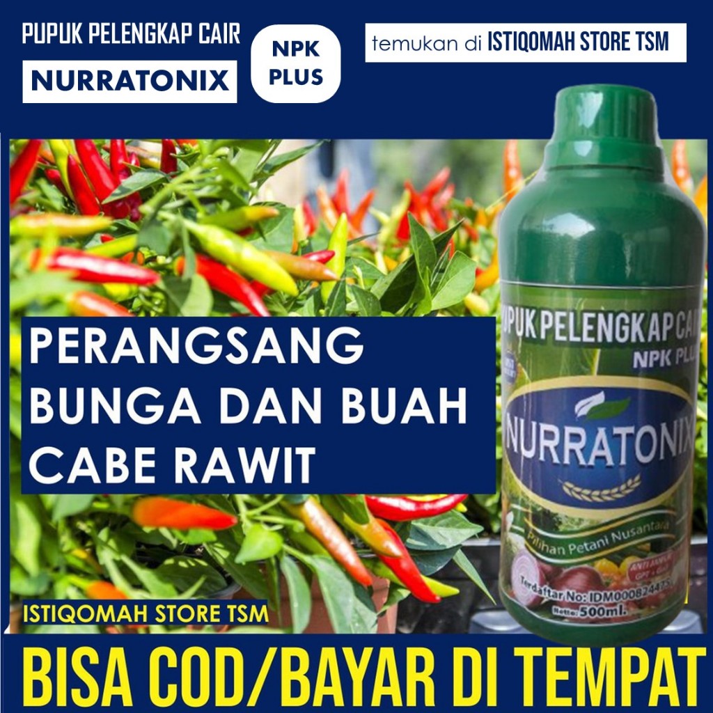 Pupuk Cabe Lebat NPK NURRATONIX 500 ML Ampuh Melebatkan Buah Cabe | Obat Semprot Pelebat Buah Cabe N