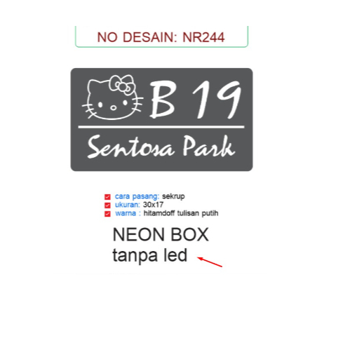 Nomor Rumah LED Neon Box Akrilik Papan Nama Akrilik LED Neonbox Papan Nama Akrilik